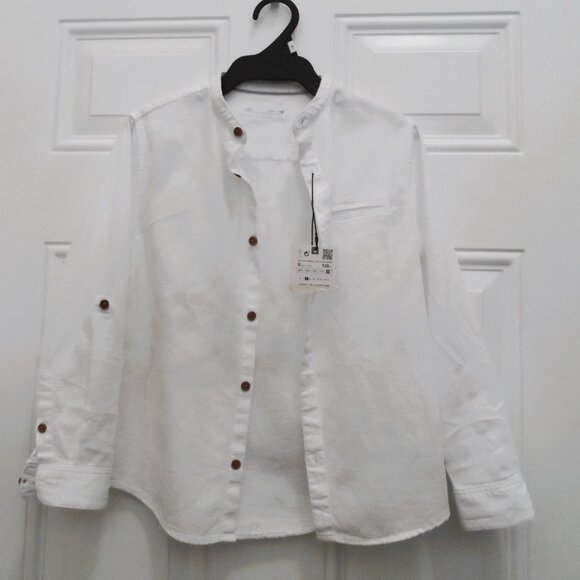 Zara Boys Button Down Shirt Size 8 Years White Cotton Formal  Casual- NWT - Picture 6 of 10